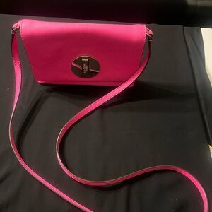 kate spade Hot Pink Leather Crossbody with Gold-Tone Turn Lock